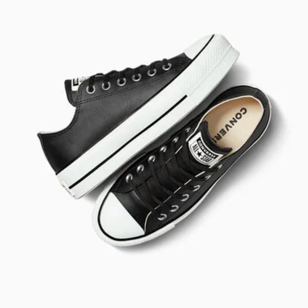 Black leather platform Converse Chuck Taylors in size 10